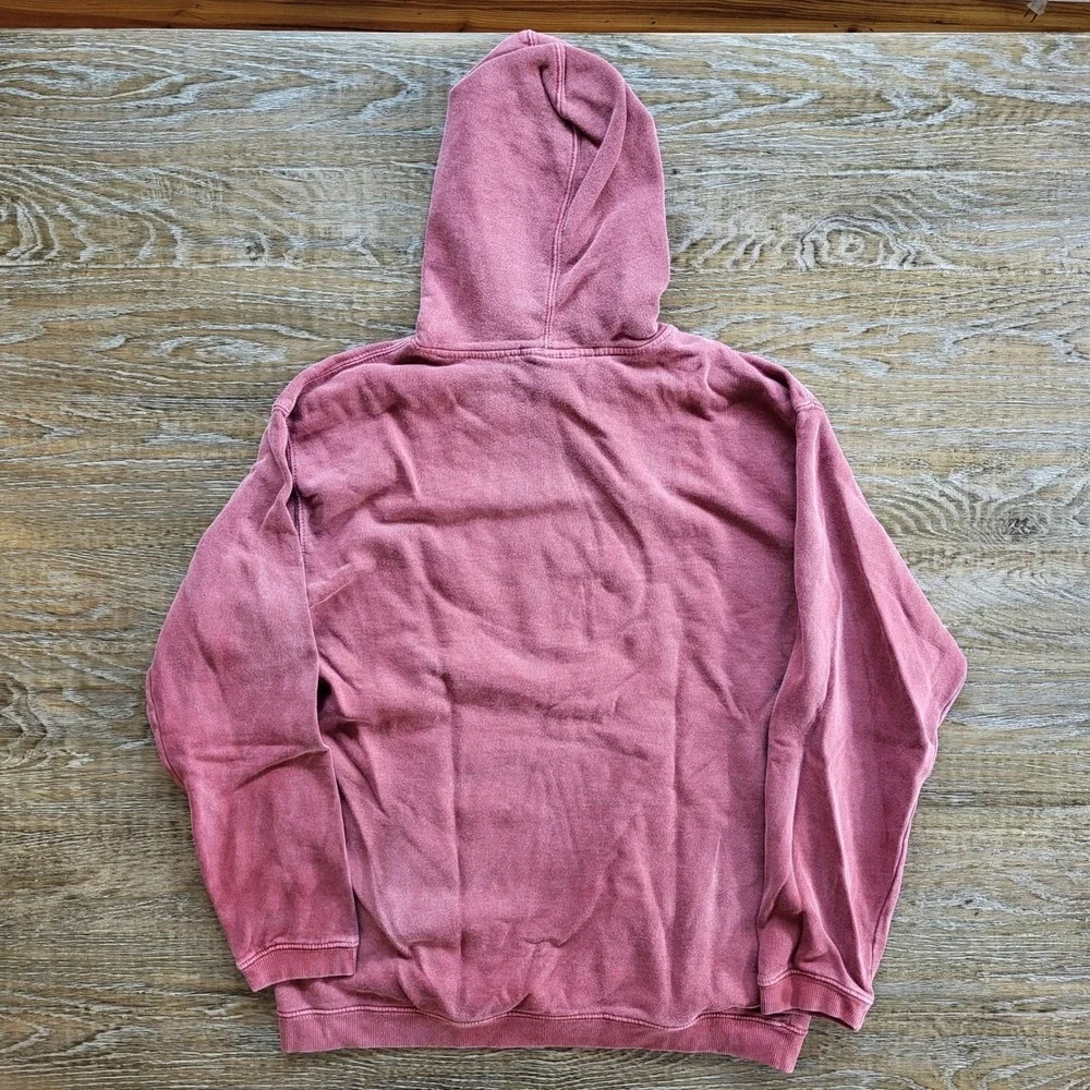 Disney World Mickey Mouse Hoodie Small Maroon Faded Vintage Graphic Sweatshirt
